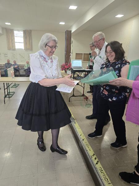 Kate at the board receiving line